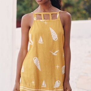 Anthropologie Yellow Celandine Dress with Seashell Print